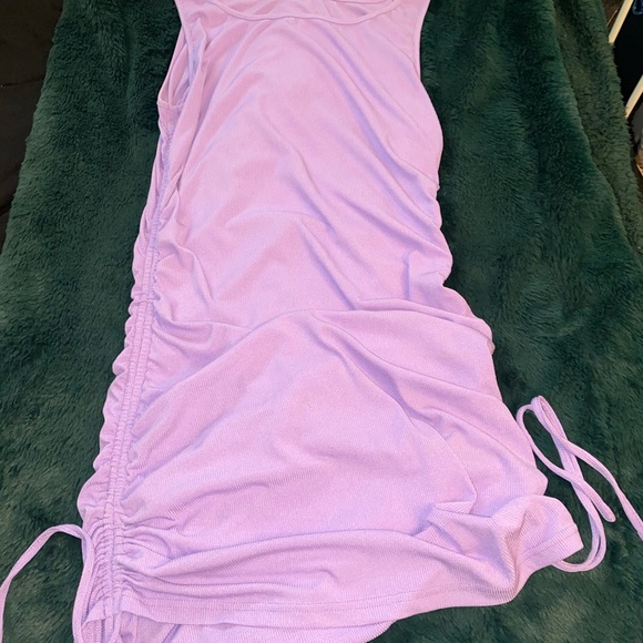Lilac Ruched Ribbed Dress - Picture 2 of 2